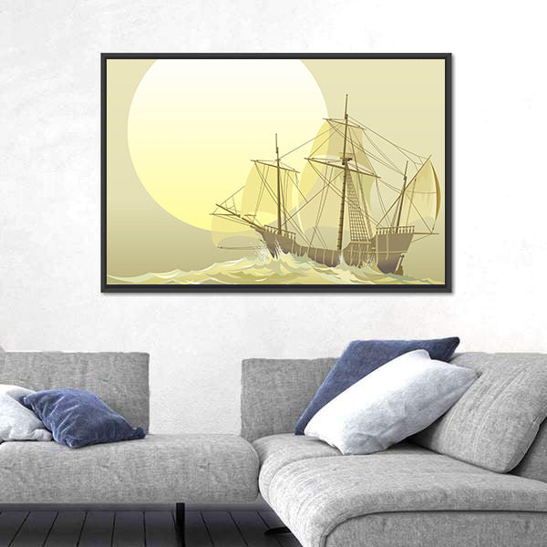 Santa Maria Caravel at Sunset Canvas Wall Art