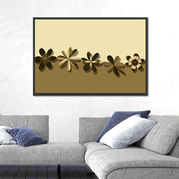 Brown Fantasy Flowers Canvas Wall Art