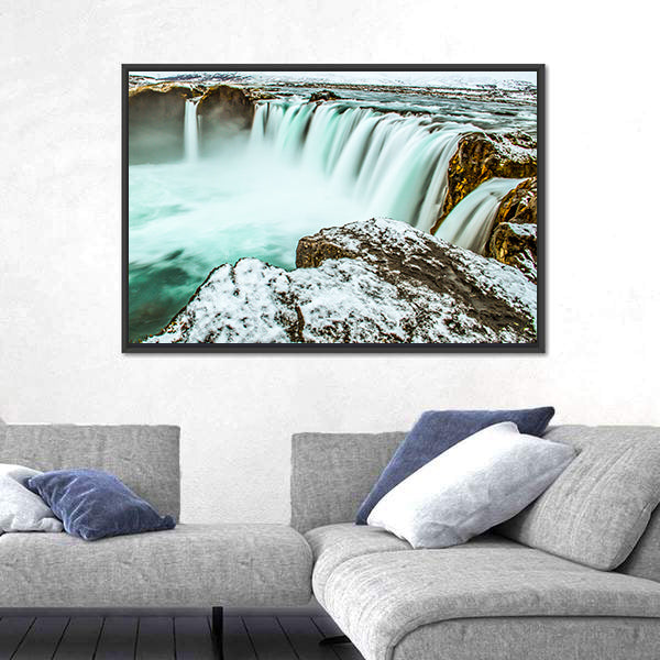 Godafoss Waterfall In Iceland Canvas Wall Art