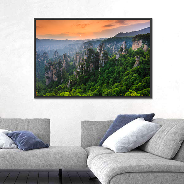 Zhangjiajie National Forest Park At Sunset In China Canvas Wall Art