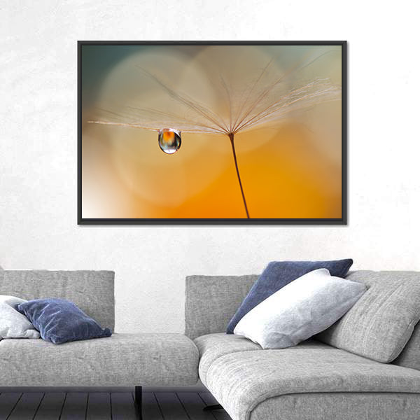 Dandelion Seed with Water Droplet Canvas Wall Art