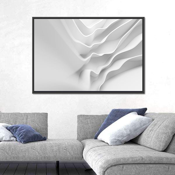 White Architectural Abstract with Layered Forms Canvas Wall Art