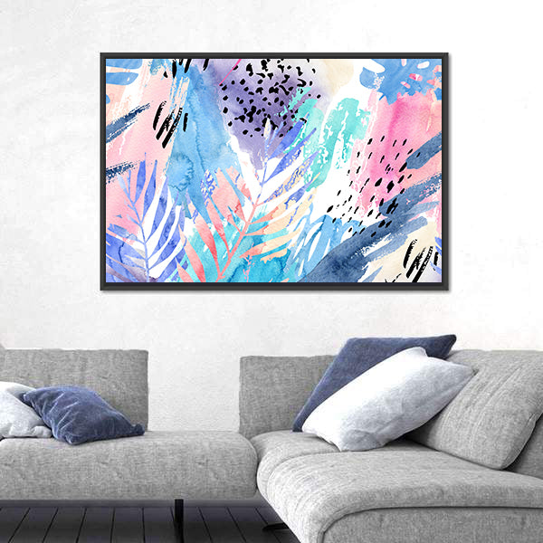 Shabby Tropical Leaves Canvas Wall Art