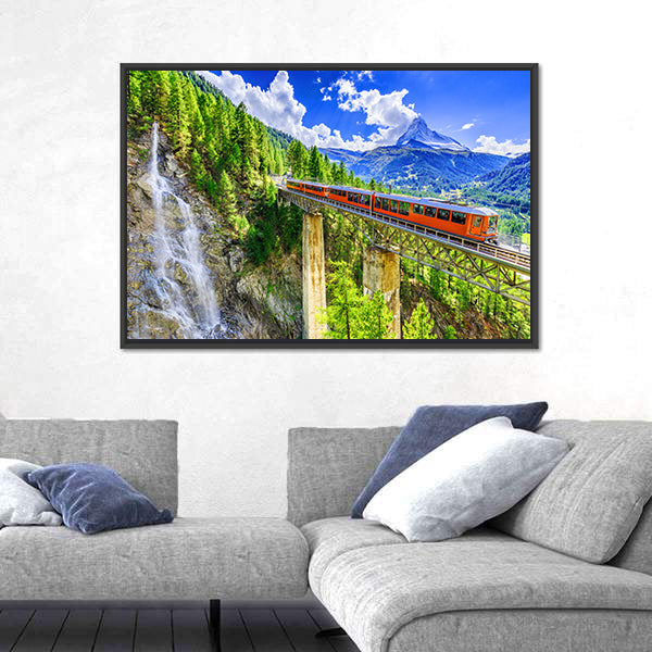 Gornergrat Tourist Train In Zermatt, Switzerland Canvas Wall Art