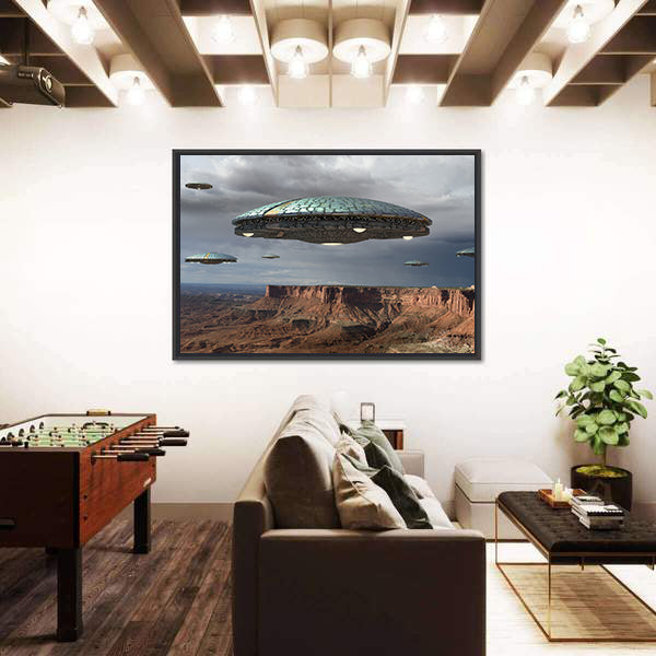 Alien Fleet Over the Grand Canyon Canvas Wall Art