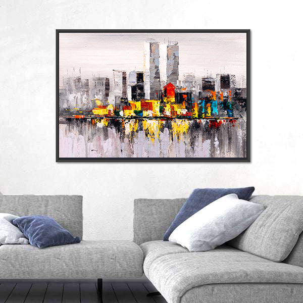 Abstract New York City Skyline with Reflection Canvas Wall Art