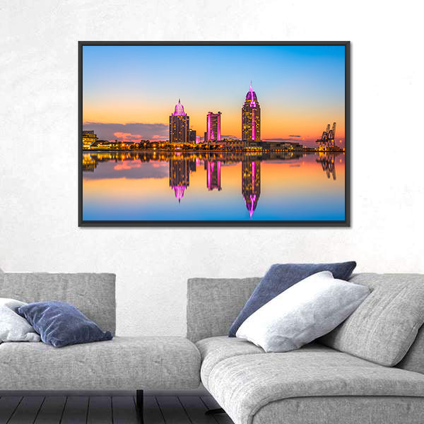 Alabama Downtown Skyline at Dusk Canvas Wall Art