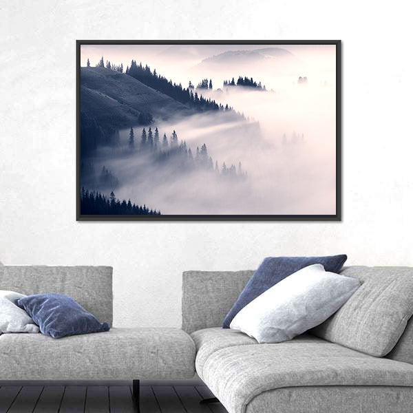 Foggy Carpathians In Ukraine Canvas Wall Art