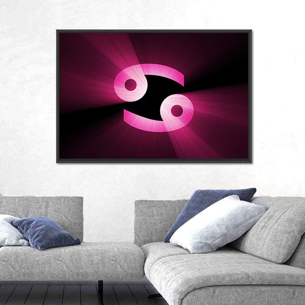 Magenta Cancer Zodiac Symbol Canvas Wall Art
