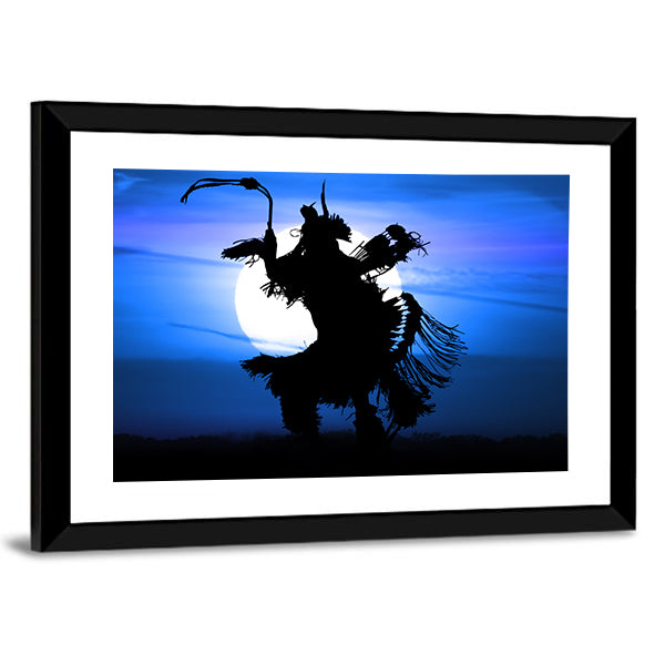 Native American Dancer Silhouette Canvas Wall Art
