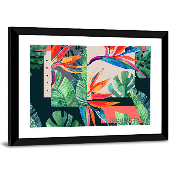 Watercolor Exotic Flowers Canvas Wall Art