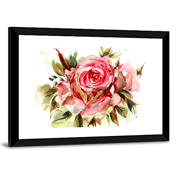 Red Watercolor Roses Canvas Wall Art