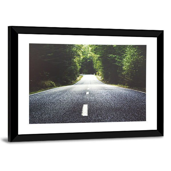 Summer Country Road Through Forest Canvas Wall Art