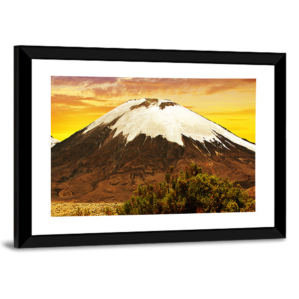 Volcano Parinacota At Sunset In Chile Canvas Wall Art