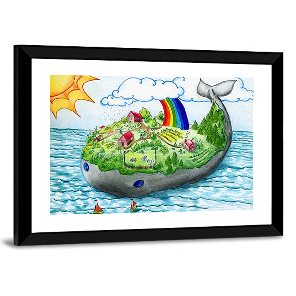 Fairy Tale Whale Island Canvas Wall Art