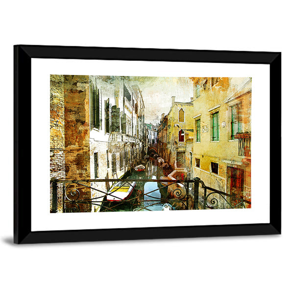 Venetian Canal Framed by Iron Bridge Canvas Wall Art
