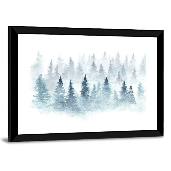 Winter Forest In Fog Canvas Wall Art
