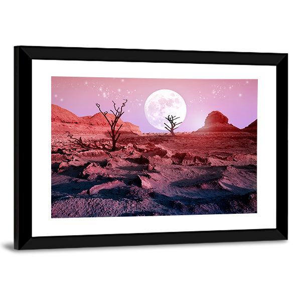 Lonely Dry Trees In Desert Canvas Wall Art