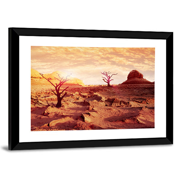 Dry Trees In The Desert Canvas Wall Art