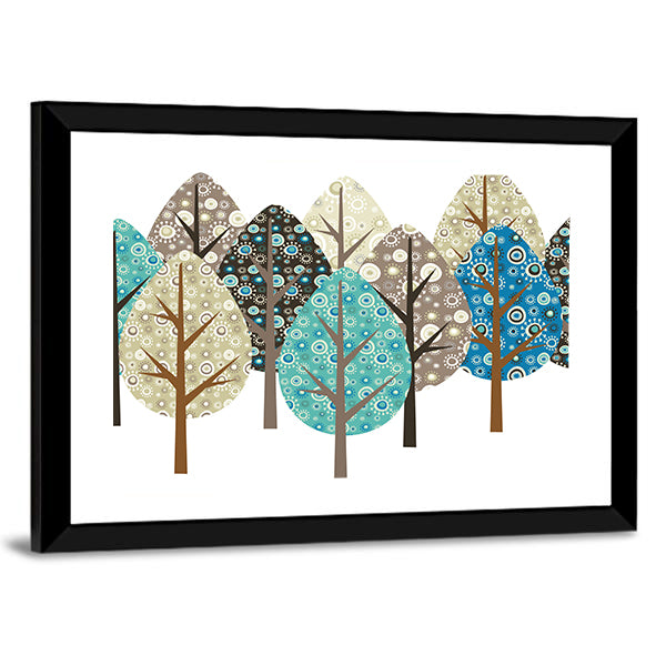 Autumn Patterned Trees Canvas Wall Art