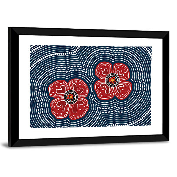 Dotted Red Poppy Flowers Canvas Wall Art