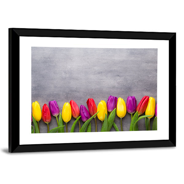 Multicolored Spring Flowers Tulips Canvas Wall Art