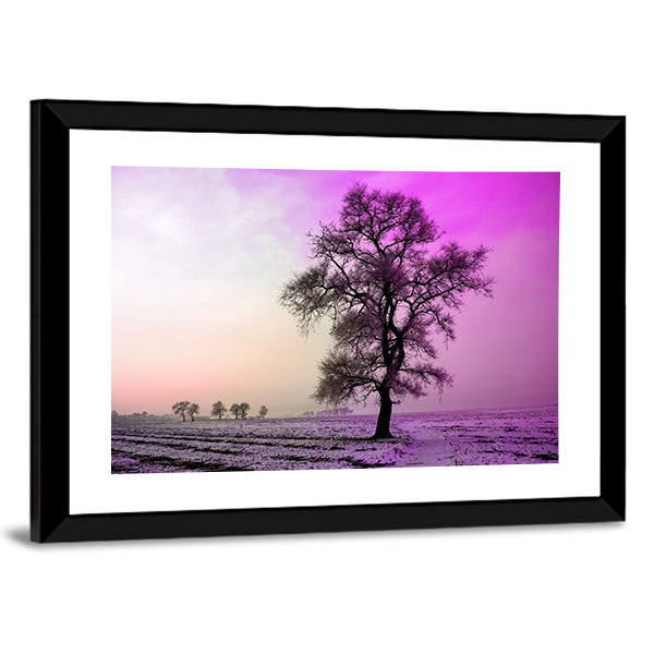 Winter Landscape In Morning Canvas Wall Art