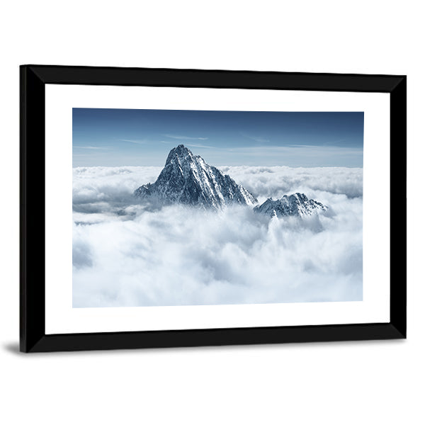Alpine Mountain In The Clouds Canvas Wall Art