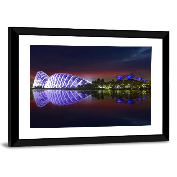 Singapore Gardens By The Bay At Night Canvas Wall Art