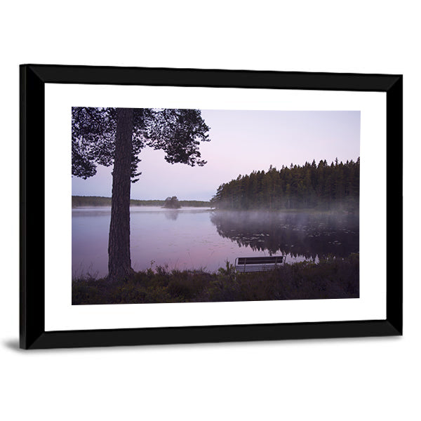 Misty Lake in Sweden Canvas Wall Art