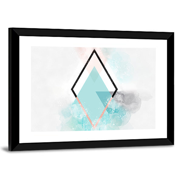 Scandinavian Teal Diamond Abstract Canvas Wall Art