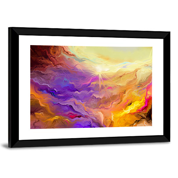 Purple Yellow Brush Stroke Abstract Canvas Wall Art