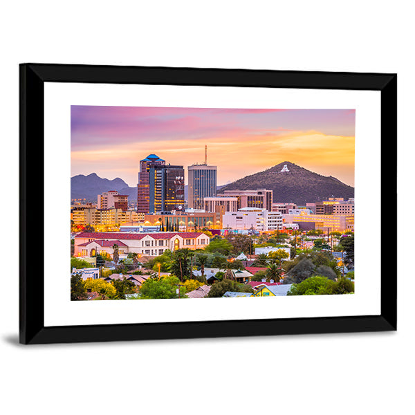 Tucson Skyline In Arizona Canvas Wall Art