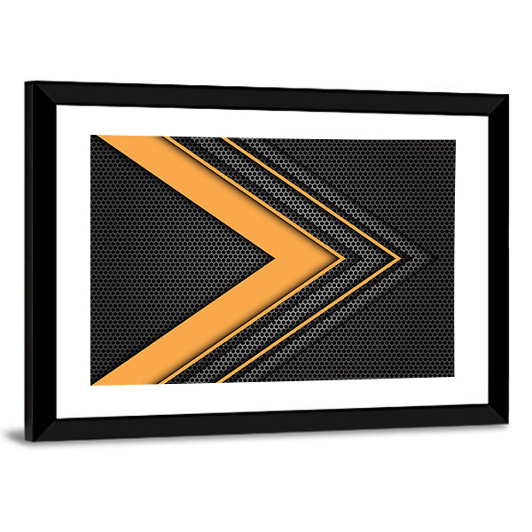 Geometric Orange Chevron Arrow with Honeycomb Texture Canvas Wall Art