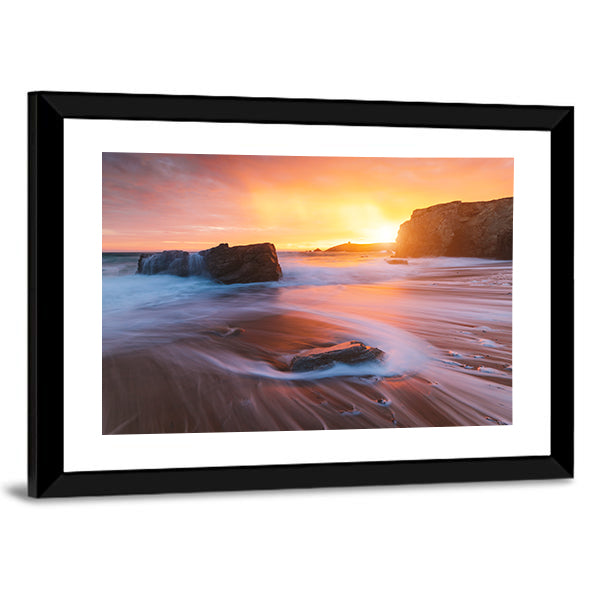Quiberon Coastline at Sunset Canvas Wall Art