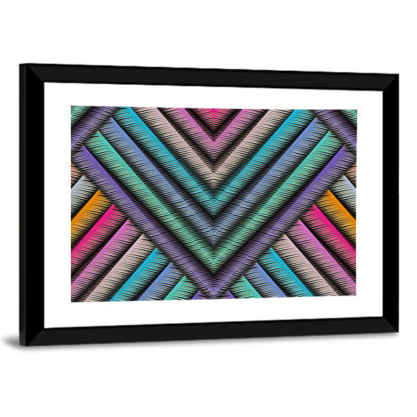 3d Striped Embroidery Chevron Canvas Wall Art