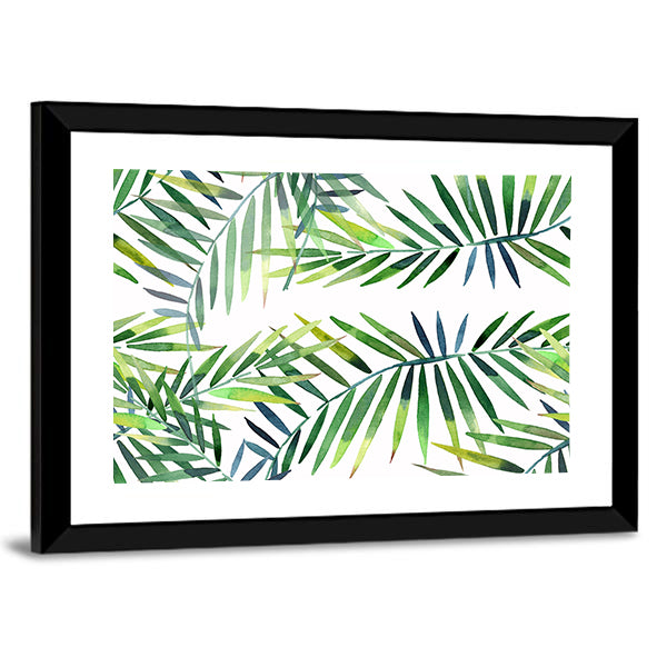 Green Tropical Palm Leaf Pattern Canvas Wall Art