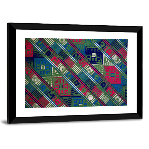 Texture Of Hand Woven Textile From Bhutan Canvas Wall Art