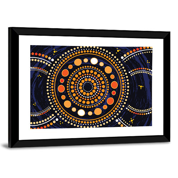 Blue Mandala Dot Illustration Canvas Wall Art