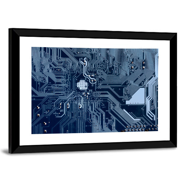 Blue Circuit Board Canvas Wall Art