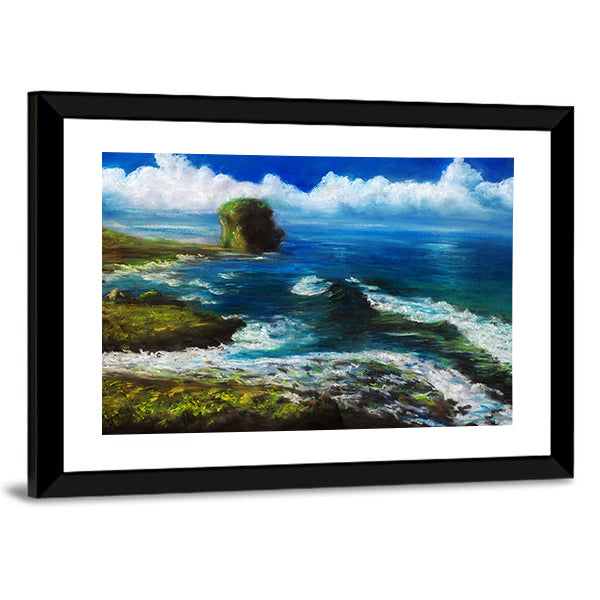 Coastal Landscape with Sea Stack Canvas Wall Art