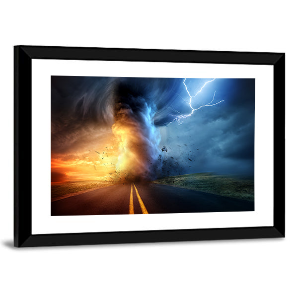 Tornado Over Sunset Road Canvas Wall Art