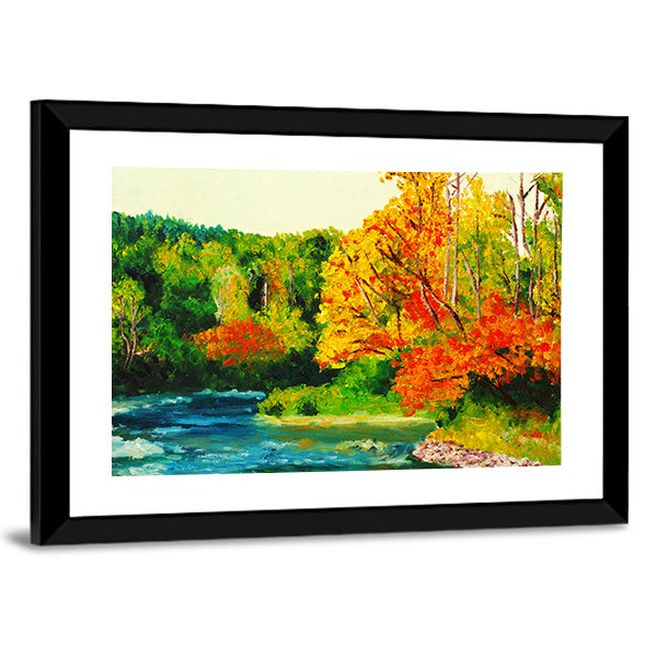 Maple River in Autumn Canvas Wall Art