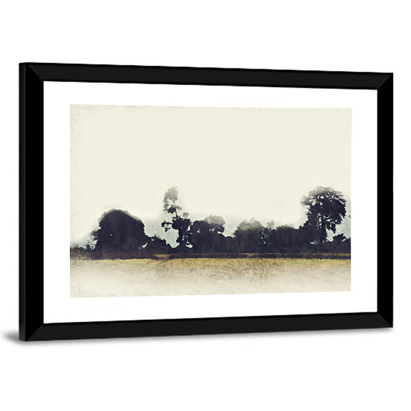 Tree And Field Abstract Canvas Wall Art