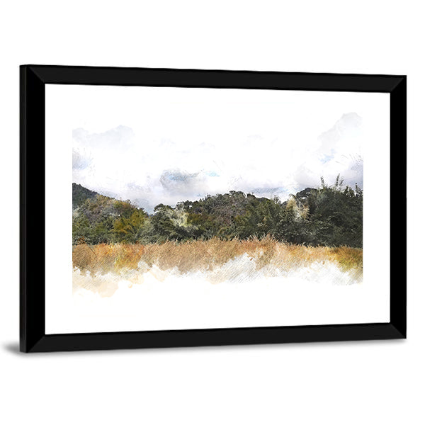 Watercolor Mountain Silhouette Canvas Wall Art