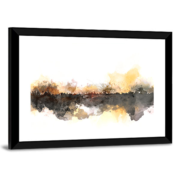 Sunlit Misty Forest Watercolor Canvas Wall Art