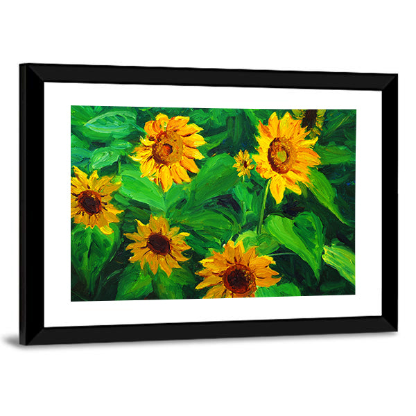 Abstract Sunflowers in Yellow and Green Canvas Wall Art