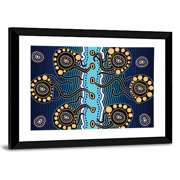 Aboriginal Jellyfish Artwork Canvas Wall Art