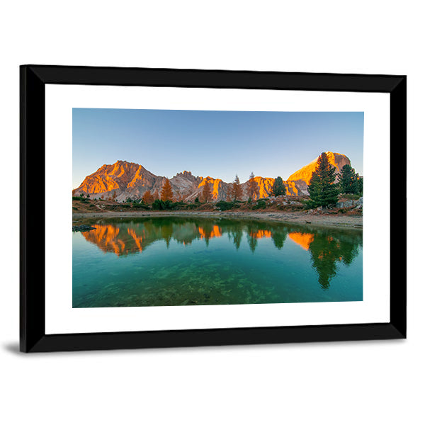 Limides Lake Reflection at Golden Hour Canvas Wall Art