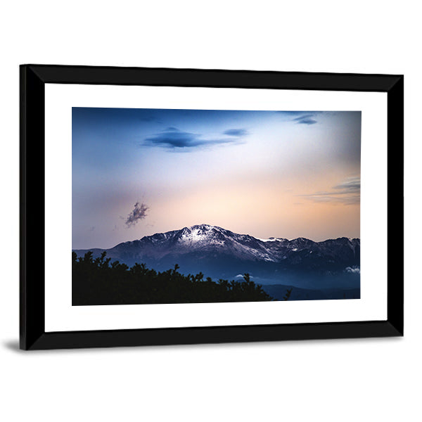Snow Capped Pikes Peak In Colorado Springs Canvas Wall Art